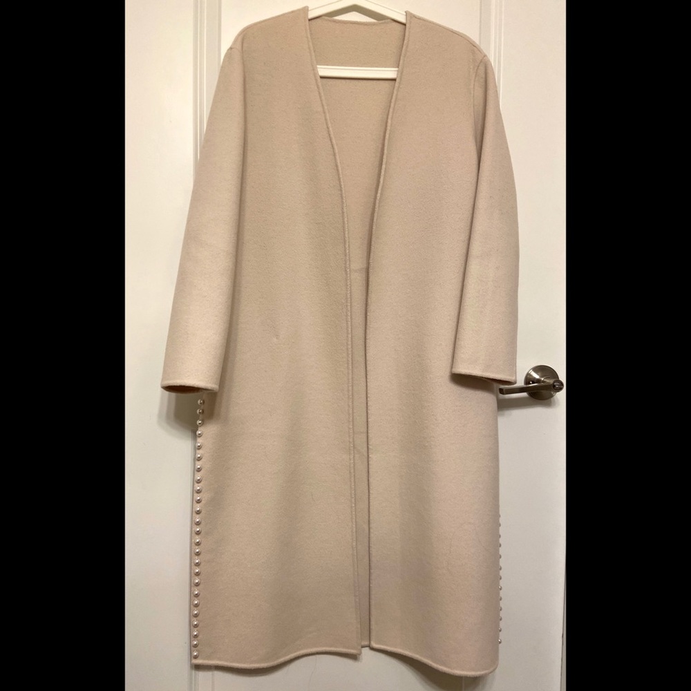 Cream Color Coat with Pearl Detailing